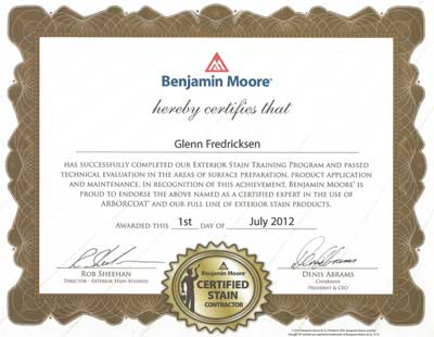 Benjamin Moore Certificate